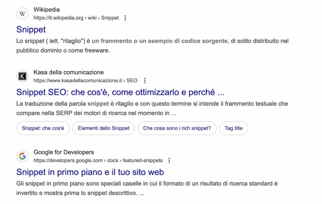 Cosa sono gli snippet